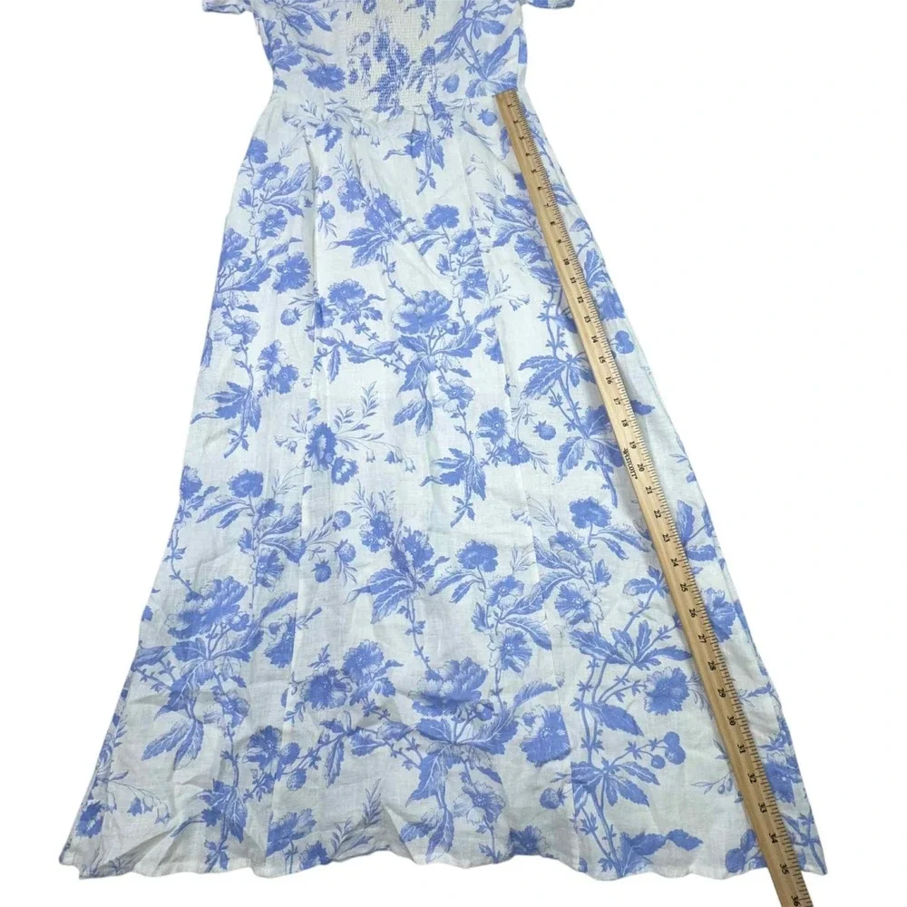 & OTHER‎ STORIES Blue White Floral Maxi Dress Linen Size 4 Cottagecore NEW - Picture 11 of 14